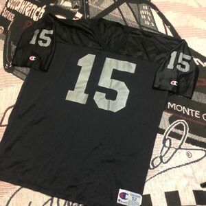 Vintage Champion Men's Oakland Raiders Jeff Hostetler Black Football Jersey #15